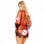 Red Mesh Nightwear Underwear Women Sleep Tops Sheer Valentine Nightgown
