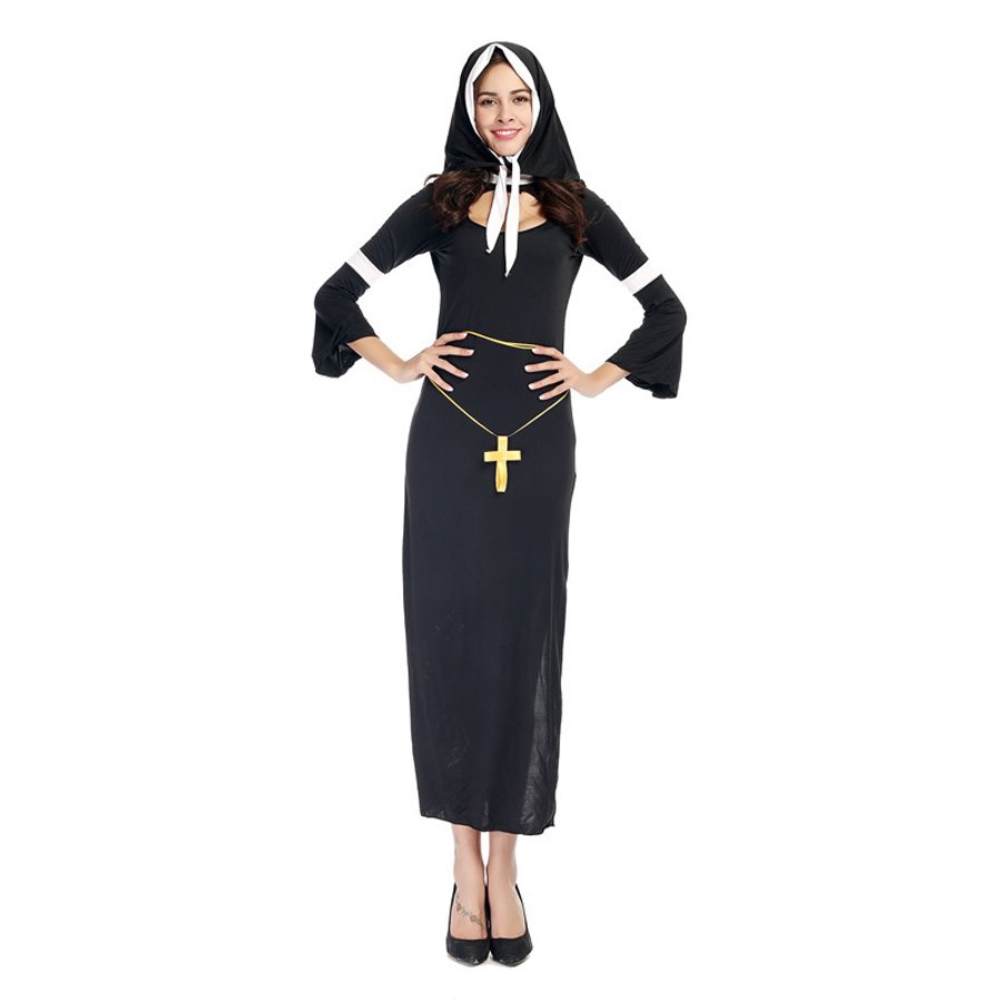 Nun Cosplay Fancy Dress Halloween Monasticism COS Uniform Jesus Virgin ...