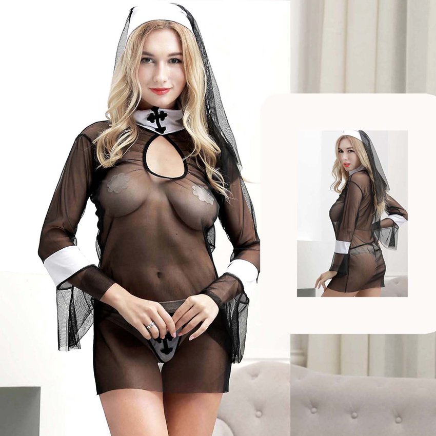 Virgin Mary Cosplay Fancy Dress Halloween Monasticism Clubwear Sexy Nun Cos Lingerie