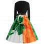 St. Patrick's Day Vintage Ireland Flag Casual Dress Retro Party Dresses Shamrocks Fashion Apparel