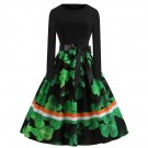 St. Patrick Plus Size Vintage Casual Dresses Retro Midi Party Dress Shamrocks Ireland Clothing