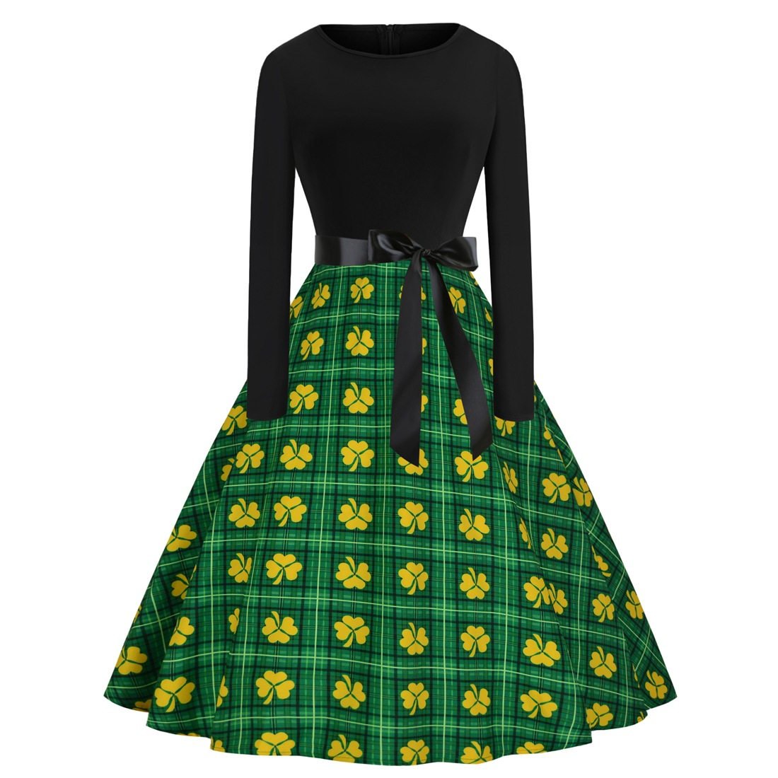 St. Patrick's Day Vintage Casual Dress Retro Midi Party Dresses ...