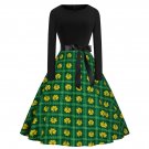 St. Patrick's Day Vintage Casual Dress Retro Midi Party Dresses Shamrocks Fashion Clothing
