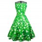 Shamrocks Retro Mid-Calf Party Dresses Costume Ireland Clothing St. Patrick Vintage Casual Dress