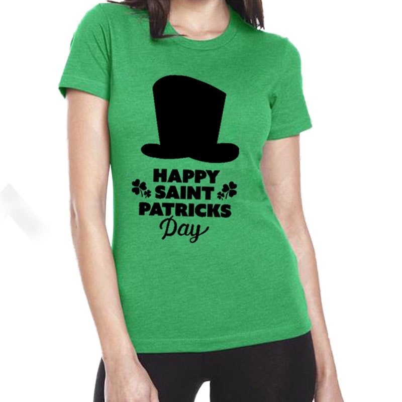 Ladies Ireland Irish Shirts Shamrocks Leprechaun Hat Printed Tops Saint Patrick Day Blouses