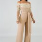 Women Sexy Long Sleeve Rompers Autumn Skinny Off Shoulder Casual Clothing Lace Wide Leg Jumpsuit