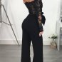 Women Long Sleeve Rompers Sexy Off Shoulder Fashion Spring Streetwear Lace Wide Leg Jumpsuit