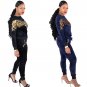 Plus Size Women Two Piece Sets Sequins Tracksuits Long Sleeve Fashion Tops Women's Two Piece Pants