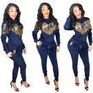Women's Tracksuits Sweetheart Sequins Plus Size Hoodies Fall Autumn Ankle Length Pants