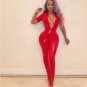 Plus Size Women Black Punk Gothic Motorcycle Jumpsuit Faux Leather Catwoman Latex Bodysuit