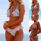 Women Floral Swimming Costumes Brazilian Girl Swimsuits Halter Beach Wear Ruffle Bathing Suits