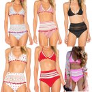 Women High Waist Beachwear Brazilian Tassel Bikinis Halter Swimsuit