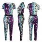 Short Sleeve Chic Tops Full Length Workout Clothes Big Size Fitness Pants Jumpsuit