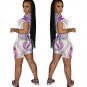 High Elastic Women Sport Tracksuits Printed Summer Fashion Short Sleeve Fitness Jumpsuit
