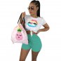 Plus Size 2XL Night Clubwear Short Sleeve Casual Tops Summer Women's Two Piece Short Pants