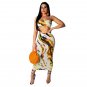 Plus Size XXL Spaghetti Straps Digital Printing Tops with Maxi Skirt Women's Two Piece Sets