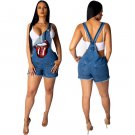 Sexy Sequin Skinny Ripped Hem Pants Fashion Plus Size Denim Overalls