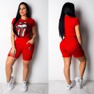 Plus Size XXL Size Women Novelty Knits Short Sleeve Female Slim Hip Pop Tops with Pants
