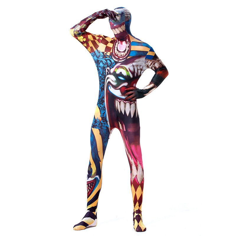 Halloween Clown Jumpsuit Carnival Buffoon Uniform Horrible Movie Devils COS Apparel