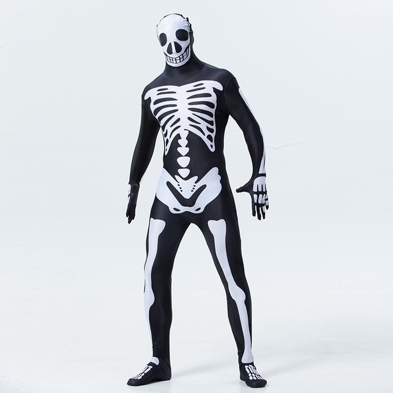 Halloween Skeleton Zentai Carnival Ghost Uniform American Horror Movie COS Jumpsuit