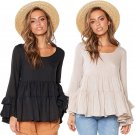 Casual Ruffle Blouses Petal Sleeve Tops Autumn Break Clothes Solid Color Women Spring Streetwear
