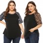 Women Leopard Tops Animal Print Tees Crew Neck Plus Size T-Shirt 3XL Lady Casual Tops