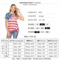 Summer USA Flag Tops Women Crew Neck Long Tees Lady Fashion Ruched T-shirt