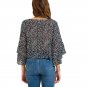 Chic Women Chiffon Tops Fashion Petal Sleeve Loose Tees American Leaf Print Casual Break Clothes