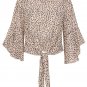 Fashion Women Chiffon Blouses Ruched Bow Petal Sleeve Loose Tops American Casual Sheer Shirt