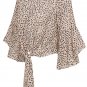 Fashion Women Chiffon Blouses Ruched Bow Petal Sleeve Loose Tops American Casual Sheer Shirt