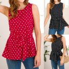 Women Polka Dot Blouses Fashion Sleeveless Tops Female Shirt American Casual Streetwear