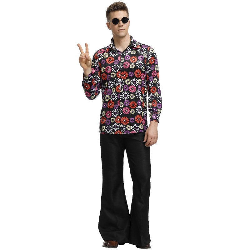 Men 70s Retro Uniform Carnival Disco Shirts American Hip Pop Costumes