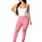 Summer High Waist Cut Up Ripped Hole Pants Fashion Plus Size XXL Trousers