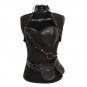 Black Color Women Medieval Gothic Corset Steampunk Bustier Plus Size Faux Leather Body Shaper