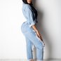 Plus Size Hole Jumpsuit XXL Casual Loose Streetwear Hip-pop Hollow Out Night Denim Clubwear