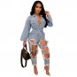 Hip-pop Hollow Out Jumpsuit Night Denim Clubwear Scrub Washed Sexy Ripped Jeans