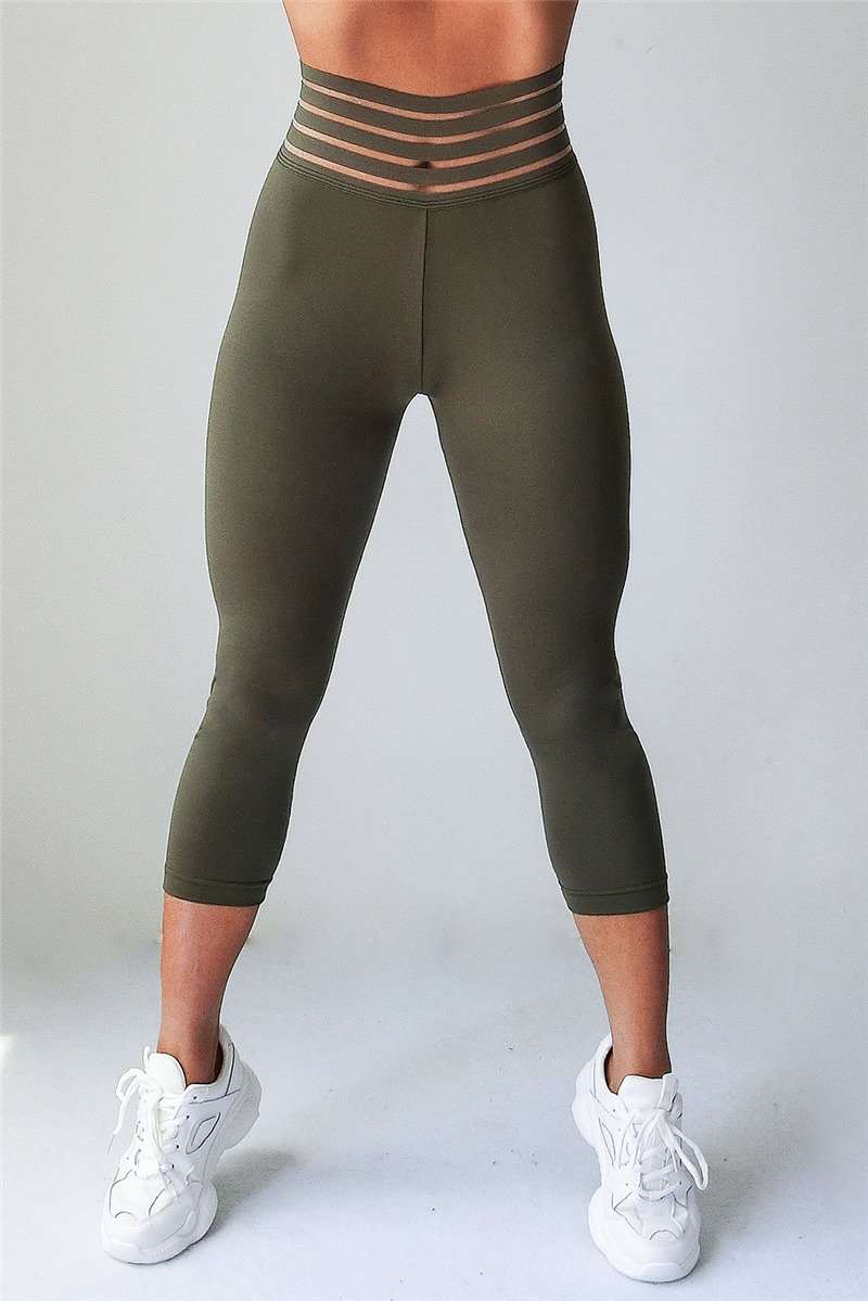 Solid Color Exercise Pants High Waist Sport Capris Women Jogging Clothing
