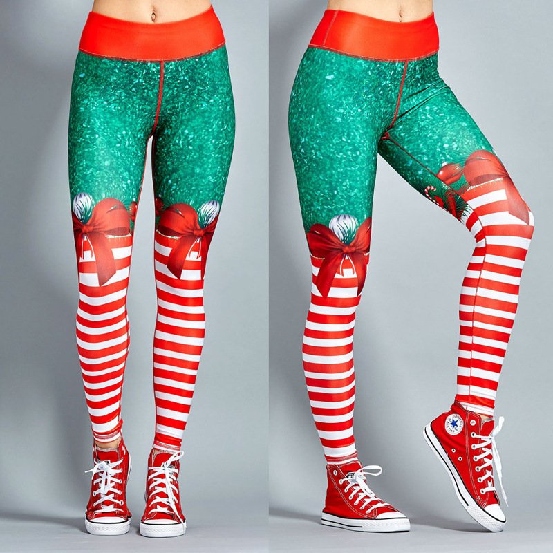 Winter Christmas Print Leggings Ourdoor 50% High Waist Athletic Wear