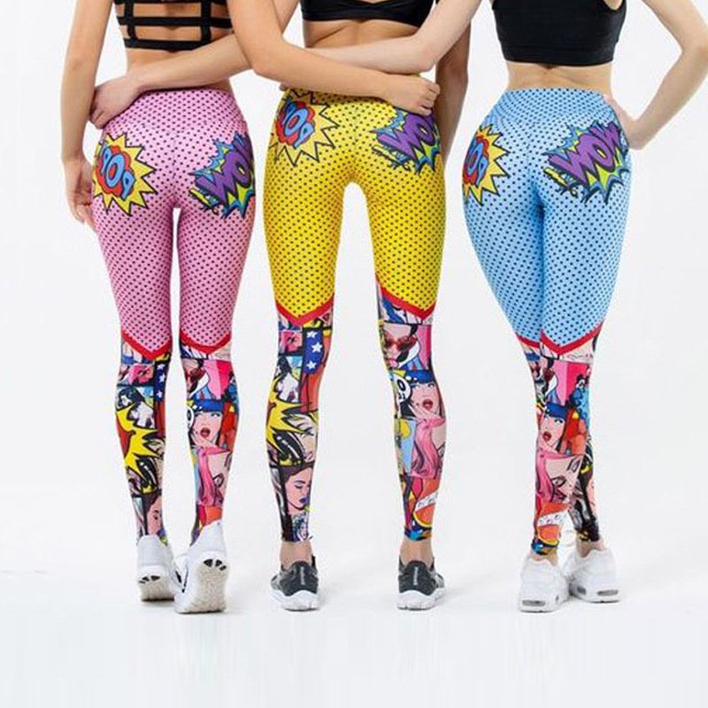 High Waist Yoga Leggings Lift Butts Fitness Wear Women Cartoon Exercise Pants