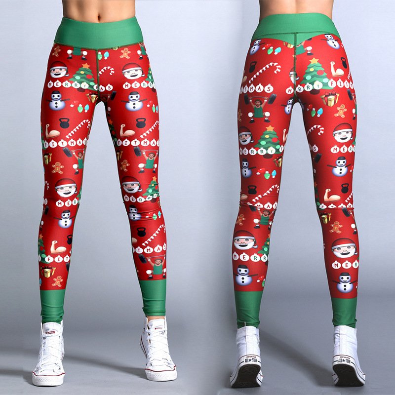 Christmas Printing Body Mechanics Clothing High Waist Gym Leggings Yoga Outfits