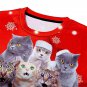 Casual Holiday Christmas Sweatshirt Fashion Xmas T-shirt Red Santa Cat Hoodies