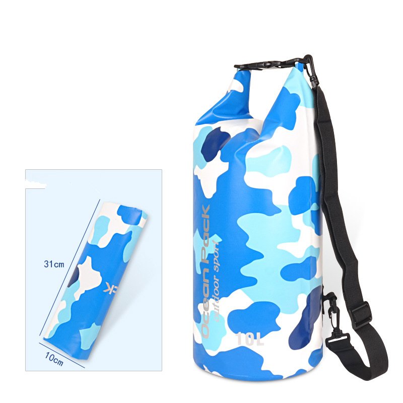 10L Beach Storage Sport Dry Storage PVC Dry Bucket Pouch Swimming Camouflage Backpack