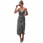 Female Spring Trendy Clothing V-Neck Polka Dot Midi Dress Spaghetti Strap Party Dress