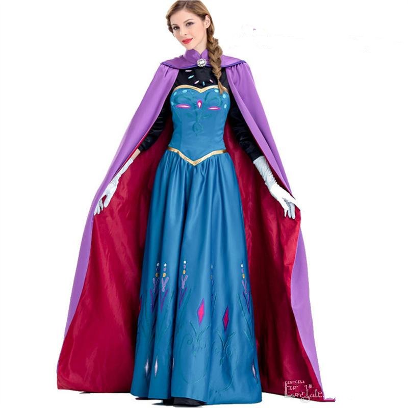 Fairy Tale Princess Fancy Dresses Girl Carnival Cosplay Blue Dress With Purple Satin Cloak