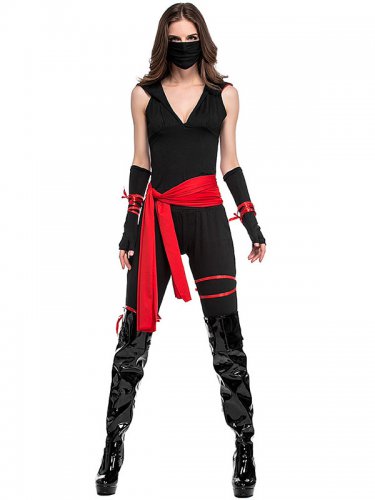 Black Ninja Cosplay Bodysuit Sexy Halloween Superhero Uniform American Anime Ninja Costume