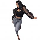 Fashion Casual Shirts Scoop Neck Streetwear Sexy Long Puff Sleeve Chiffon Tops