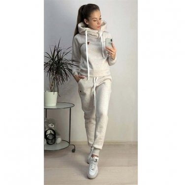 Spring French Terry Tracksuits Long Sleeve Fashion Winter Hoodies Female Sport Streetwear