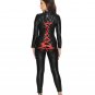 Women PVC Zantai Black Two Way Zipper Lace Up Vinyl Leather Catsuit
