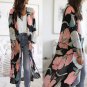 Floral Print Spring Cardigan 50% Mid-length Casual Streetwear Fashion Break Clothes