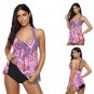 Women Super Size 4XL Tankinis Plaid Padded Bathing Suits Female Swimming Wear